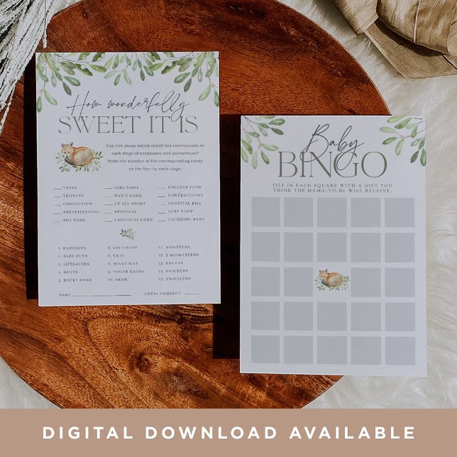 Woodland Fox Double Sided Baby Duschkarte Einladung (Von Creator hochgeladen)