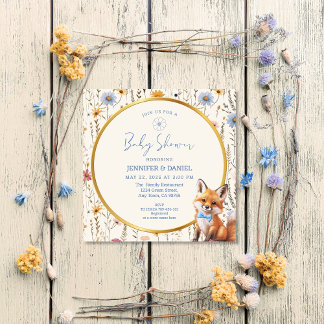Woodland Fox Floral Baby Girl Dusche Einladung