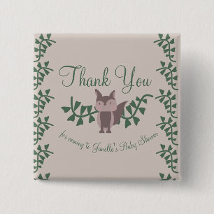 Woodland Fox Grünpflanzen Kinderdusche Rustikale G Button