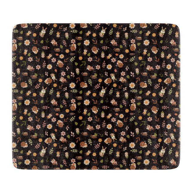 Woodland Fox Herbstthema dunkel Schneidebrett (Vorderseite)