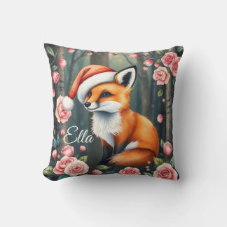 Woodland fox in Christmas hat Baby throw pillow Kissen