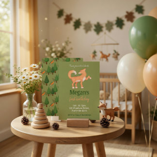 Woodland Fox Kid's Birthday Invitation  Einladung