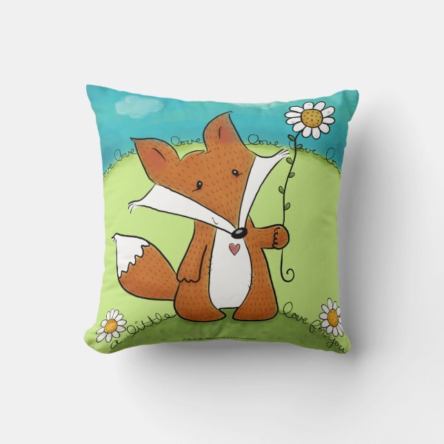 Woodland Fox Kleine Liebe für Sie Kissen (Vorderseite)