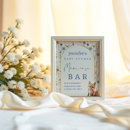 Woodland Fox Mama-osa Bar Sign in Dusty Blue Poster