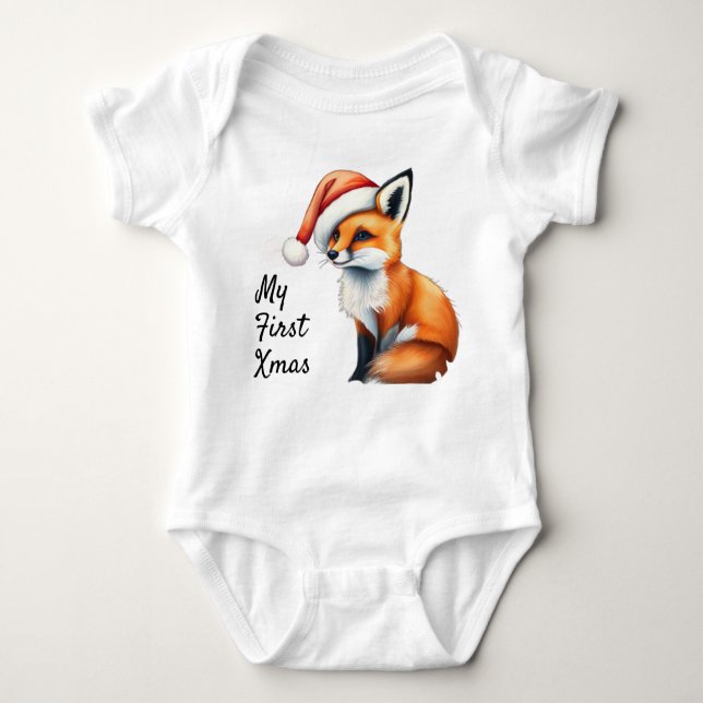 Woodland fox My First Xmas Baby One-piece Strampler (Vorderseite)