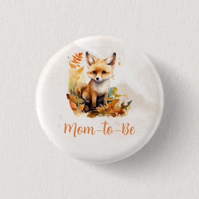 Woodland Fox Niedliche Babydusche Button (Vorderseite)