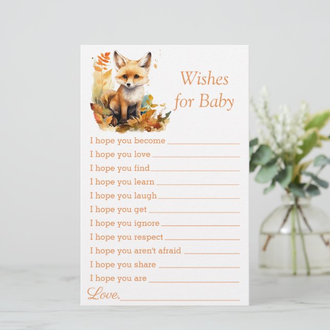 Woodland Fox Niedliche Wünsche für Baby Showspiel (Stehend Vorderseite)