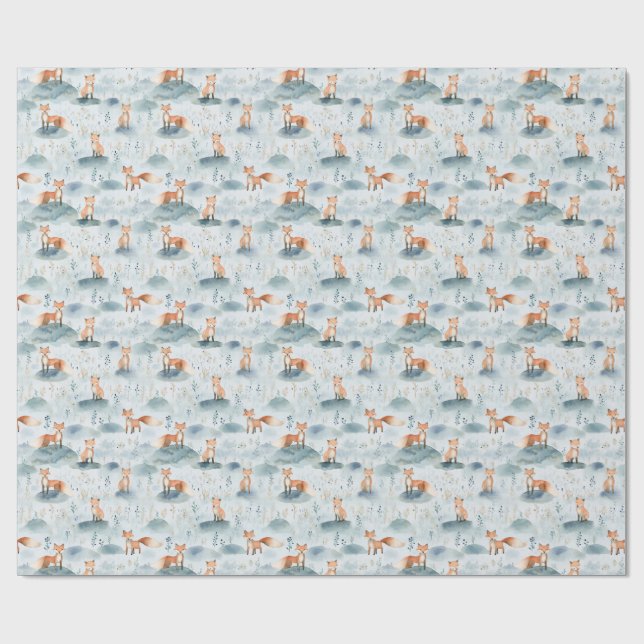 Woodland Fox Nursery Design,Baby Boy Forest Animal Geschenkpapier (Flach)