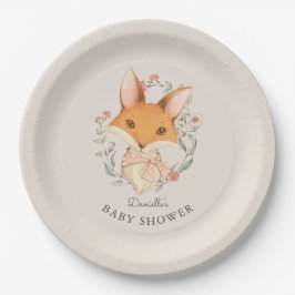 Woodland Fox Portrait Babydusche für Mädchen Pappteller