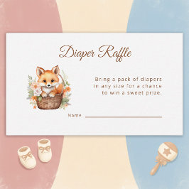Woodland Fox Watercolor Florals Diaper Raffle Card Begleitkarte