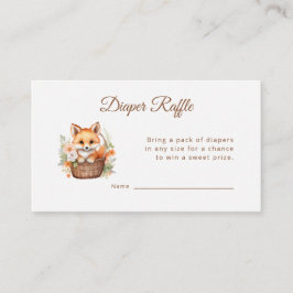 Woodland Fox Watercolor Florals Diaper Raffle Card Begleitkarte