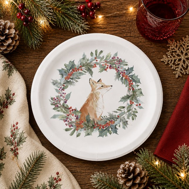 Woodland Fox Weihnachten Pappteller (Woodland Fox Christmas Plate)