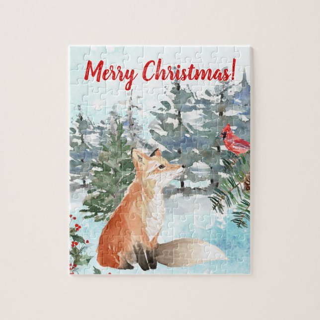 Woodland Fox Weihnachten Puzzle (Vertikal)