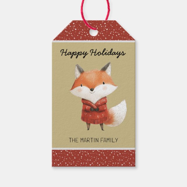 Woodland Fox Weihnachtsgeschenk Tag Geschenkanhänger (Vorderseite)