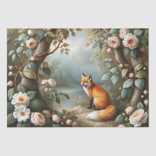 Woodland Fox with Botanical Details Seidenpapier (Vorderseite)