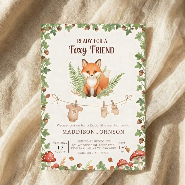 Woodland foxy baby shower einladung (Von Creator hochgeladen)