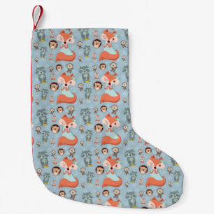 Woodland Friends Animal Pattern Kleiner Weihnachtsstrumpf