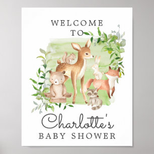 Woodland Friends Baby Dusche Begrüßungszeichen Poster