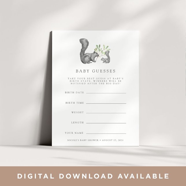 Woodland Friends Baby Shooting Game Card Einladung (Von Creator hochgeladen)