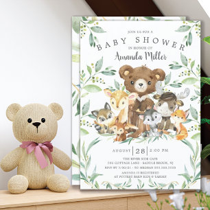 Woodland Friends Baby Shower Einladung