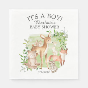 Woodland Friends Babydusche Papier Napkins Serviette