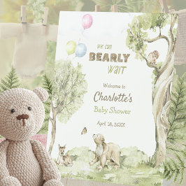 Woodland Friends Bearly Wait Baby Shower Sockelschild
