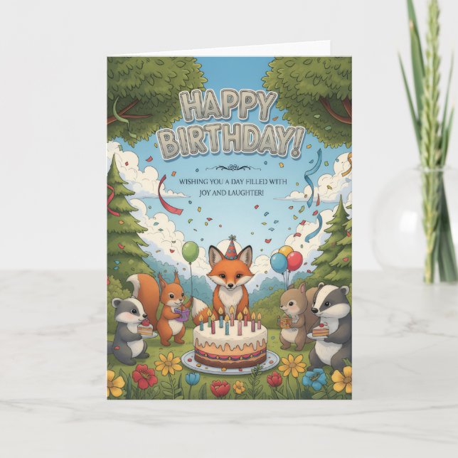 Woodland Friends Birthday Celebration Card Karte (Vorderseite)