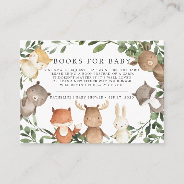 Woodland Friends Books for Baby Shooting Card Begleitkarte (Vorderseite)