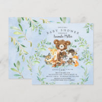Woodland Friends Boys Kinderdusche Einladung
