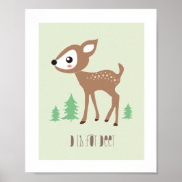 Woodland Friends - D is for Dee Art Print Poster