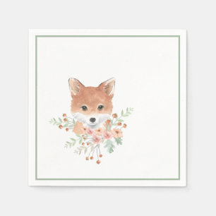 Woodland Friends Fox Blumengrün Serviette