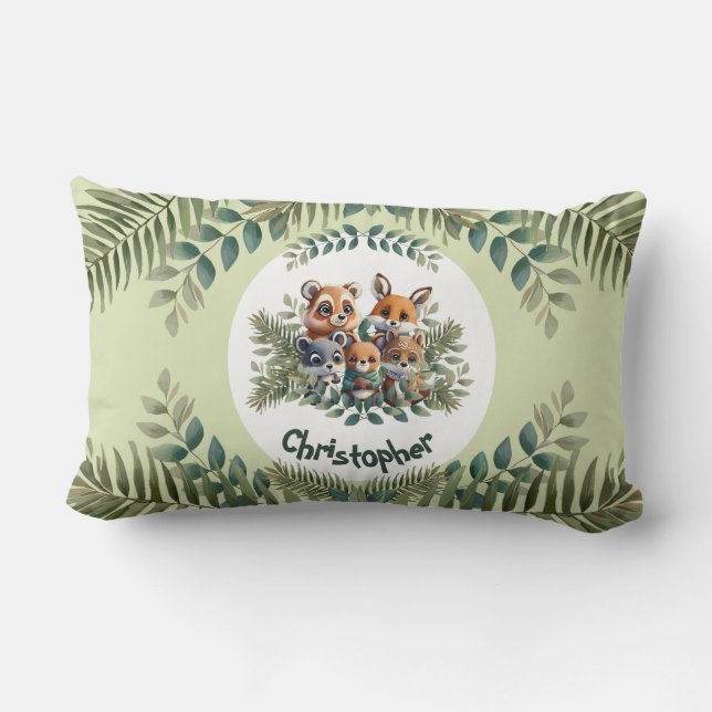 Woodland Friends Personalisiert Kids Pillow Lendenkissen (Rückseite)