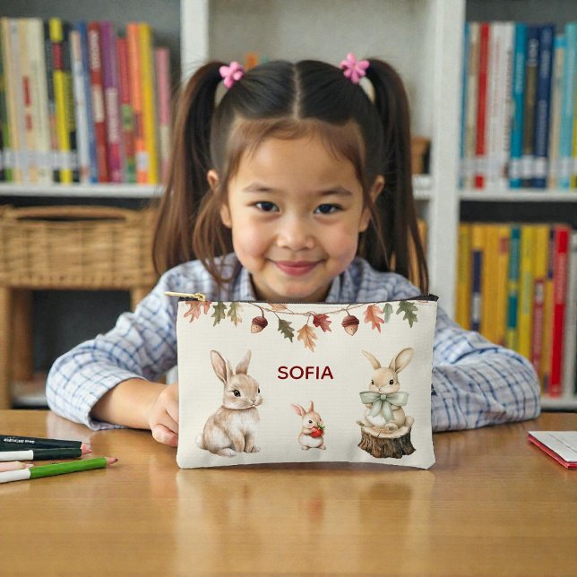 Woodland Friends Watercolor Name Pouch Zubehörtasche (Von Creator hochgeladen)