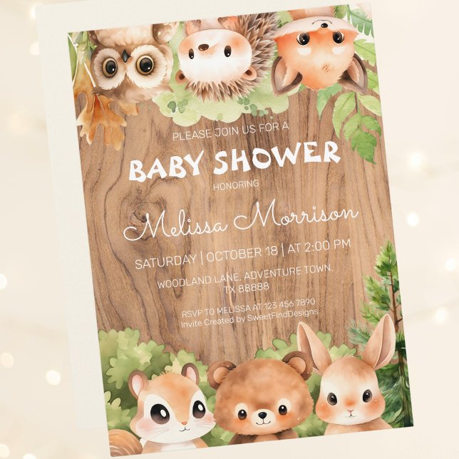 Woodland Friends Wiedersehen Baby Dusche Einladung (Woodland Friends Reunion Baby Shower Invitation)