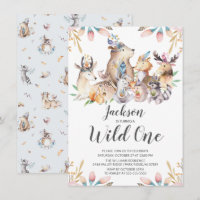 Woodland Friends Wild One Boys 1. Geburtstag Invit
