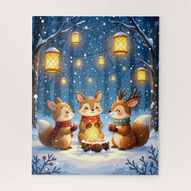 Woodland Friends Winter Ansammlung Puzzle (Vertikal)