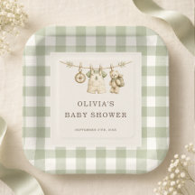 Woodland Gingham Sage Green Baby Shower