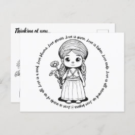 Woodland Girl with Daisies Postcard Postkarte