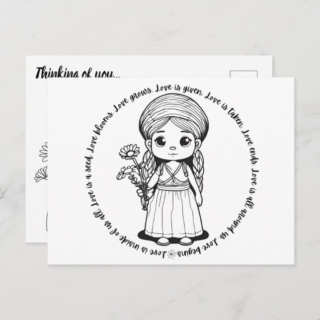 Woodland Girl with Daisies Postcard Postkarte (Vorne/Hinten)