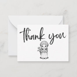 Woodland Girl with Daisis Danke-Card Mitteilungskarte