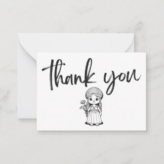 Woodland Girl with Daisis Danke-Card Mitteilungskarte
