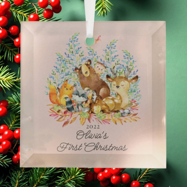 Woodland Girls Baby's 1. Weihnachten Ornament Aus Glas (Von Creator hochgeladen)