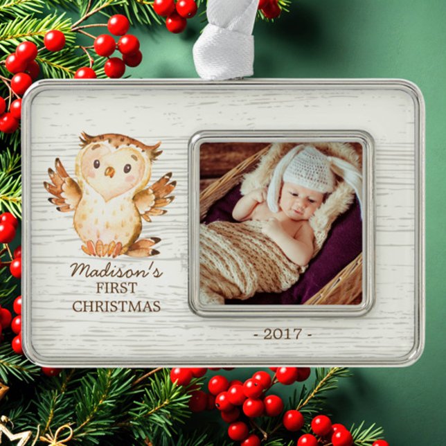 Woodland Girls Baby's 1. Weihnachts-Foto Ornament Rahmen-Ornament Silber (Von Creator hochgeladen)