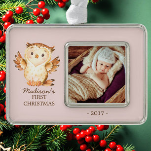 Woodland Girls Baby's 1. Weihnachts-Foto Ornament Rahmen-Ornament Silber