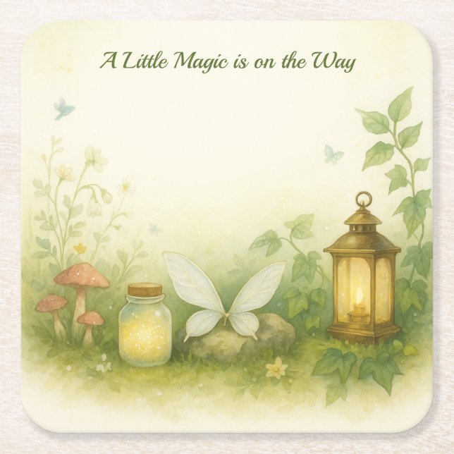 Woodland Glow Baby Shower Invitation | Firefly Jar Rechteckiger Pappuntersetzer (Vorderseite)