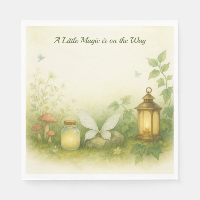 Woodland Glow Baby Shower Invitation | Firefly Jar Serviette (Vorderseite)