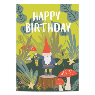 Woodland Gnome Birthday wünscht Karte