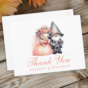 Woodland Gnome Garden Orange Wedding Vielen Dank Postkarte