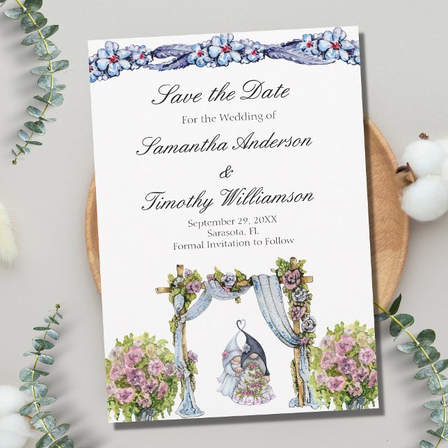 Woodland Gnomes Wedding Floral Scandinavian QR Save The Date (Von Creator hochgeladen)