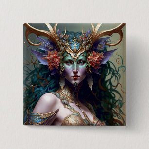 Woodland Goddess Fantasy Art Button